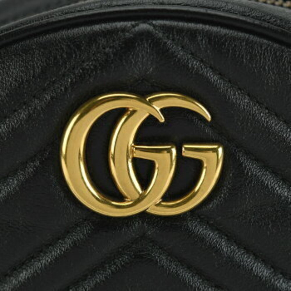 Gucci Bag GG Marmont Shoulder Chain Quilted Leather Black Heart Round - Picture 8 of 10